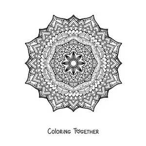 Coloring page of a hard floral mandala
