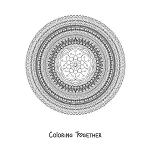 Coloring page of a hard circular mandala