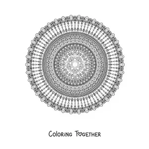 Coloring page of a hard circular mandala