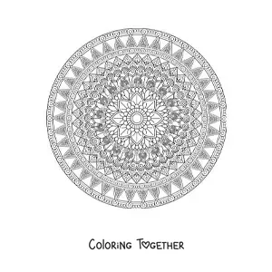 Coloring page of a hard circular mandala