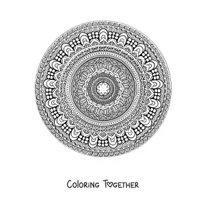 Coloring page of a hard circular mandala