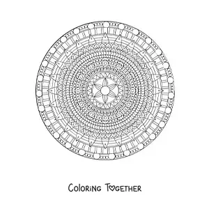 Coloring page of a hard circular mandala