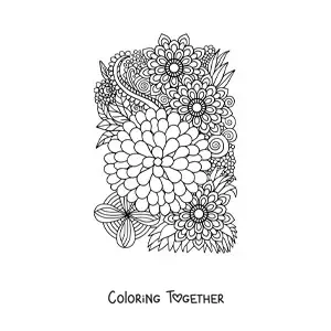 Coloring page of Zentangle style flowers