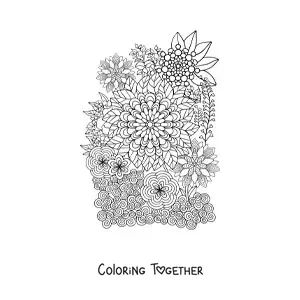Coloring page of Zentangle style flowers