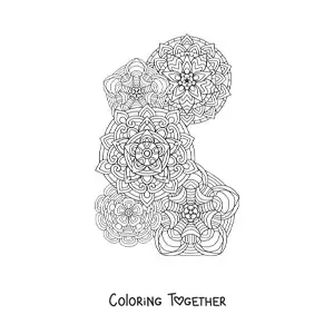 Coloring page of Zentangle style mandalas