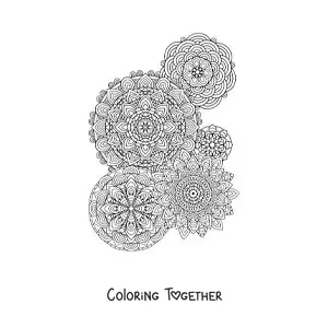 Coloring page of Zentangle style mandalas