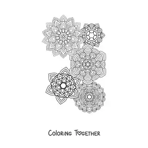 Coloring page of Zentangle style mandalas