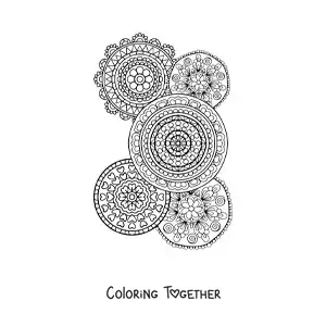 Coloring page of Zentangle style mandalas