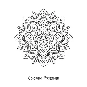 Coloring page of a Zentangle style mandala