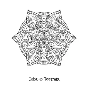 Coloring page of a Zentangle style mandala