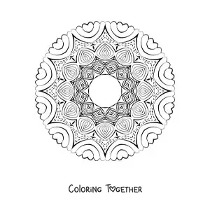Coloring page of a Zentangle style mandala