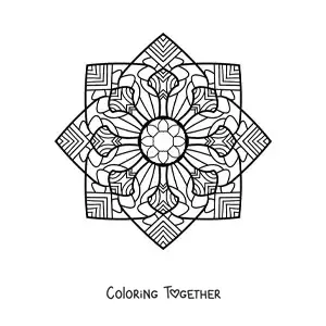 Coloring page of a Zentangle style mandala