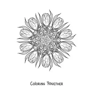 Coloring page of a tulip mandala