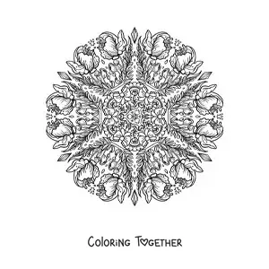 Coloring page of a kawaii flower mandala