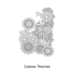 Coloring page of mandala flowers