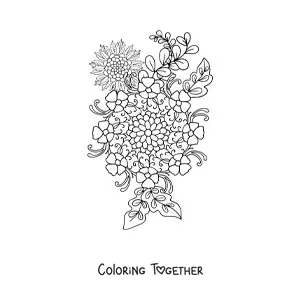 Coloring page of mandala flowers