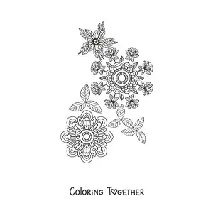 Coloring page of mandala flowers