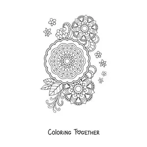 Coloring page of mandala flowers