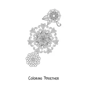Coloring page of mandala flowers