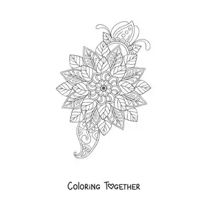 Coloring page of a mandala flower