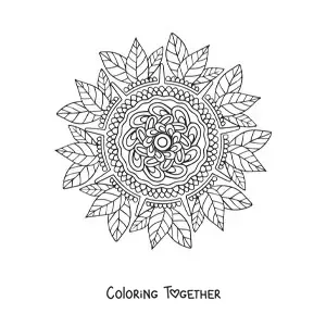 Coloring page of a floral mandala