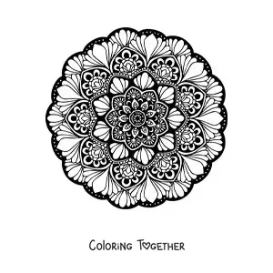 Coloring page of a floral mandala