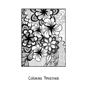 Coloring page of a Zentangle style floral mandala