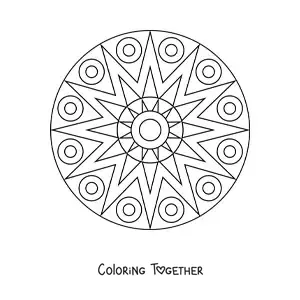 Coloring page of an easy mandala with geometric shapes