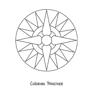 Coloring page of an easy mandala with geometric shapes