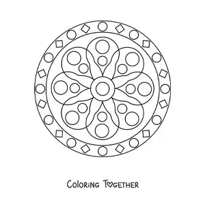 Coloring page of an easy mandala with geometric shapes