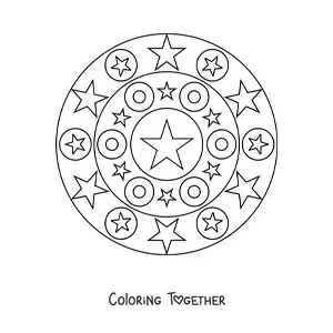 Coloring page of an easy mandala with stars