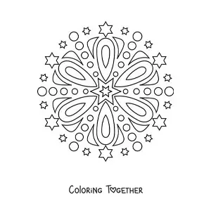 Coloring page of an easy mandala with stars