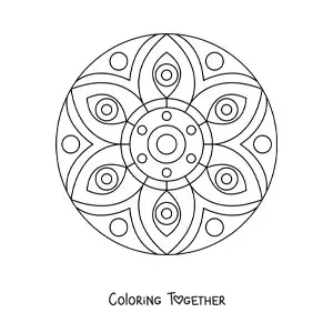 Coloring page of an easy mandala with eyes
