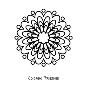 Coloring page of an easy flower mandala for kids