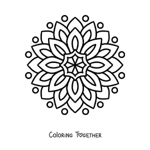 Coloring page of an easy flower mandala for kids