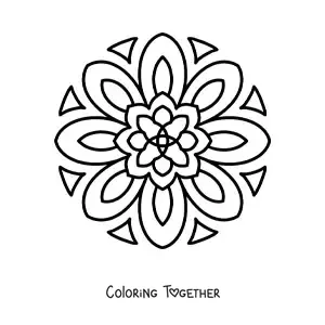Coloring page of an easy flower mandala for kids