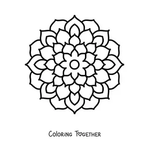 Coloring page of an easy flower mandala for kids