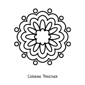 Coloring page of an easy flower mandala for kids
