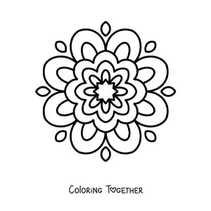 Coloring page of an easy flower mandala for kids