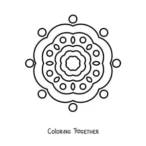 Coloring page of an easy flower mandala for kids
