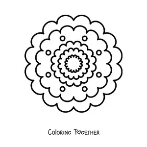 Coloring page of an easy flower mandala for kids