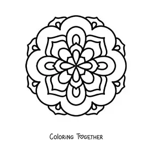 Coloring page of an easy flower mandala for kids