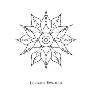 Coloring page of an easy flower mandala