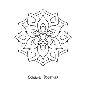 Coloring page of an easy flower mandala