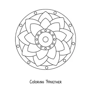Coloring page of an easy flower mandala