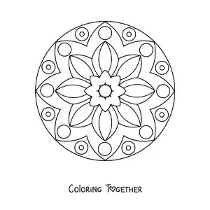 Coloring page of an easy flower mandala