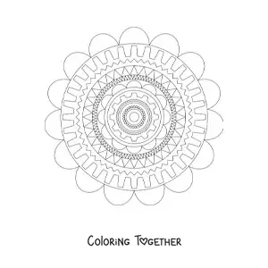 Coloring page of a mandala with geometric shapes