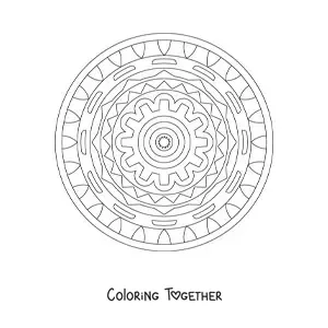 Coloring page of a mandala with geometric shapes