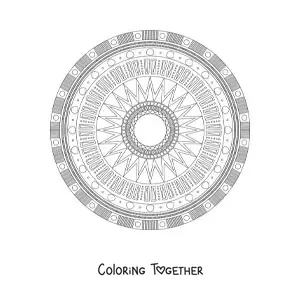 Coloring page of a mandala with geometric shapes