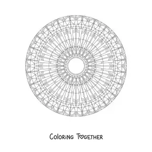 Coloring page of a mandala with geometric shapes